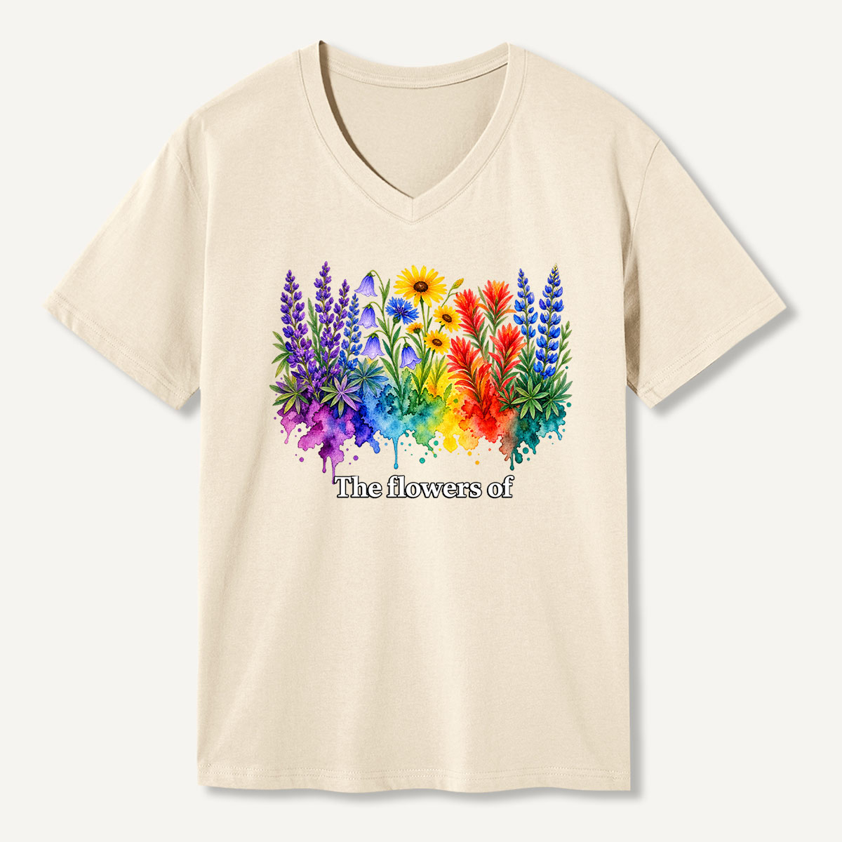 The Flowers of Colorful Botanical Garden V-neck T-Shirt