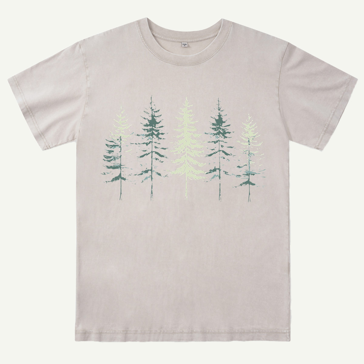 Minimal Pine Forest Silhouette Washed T-Shirt