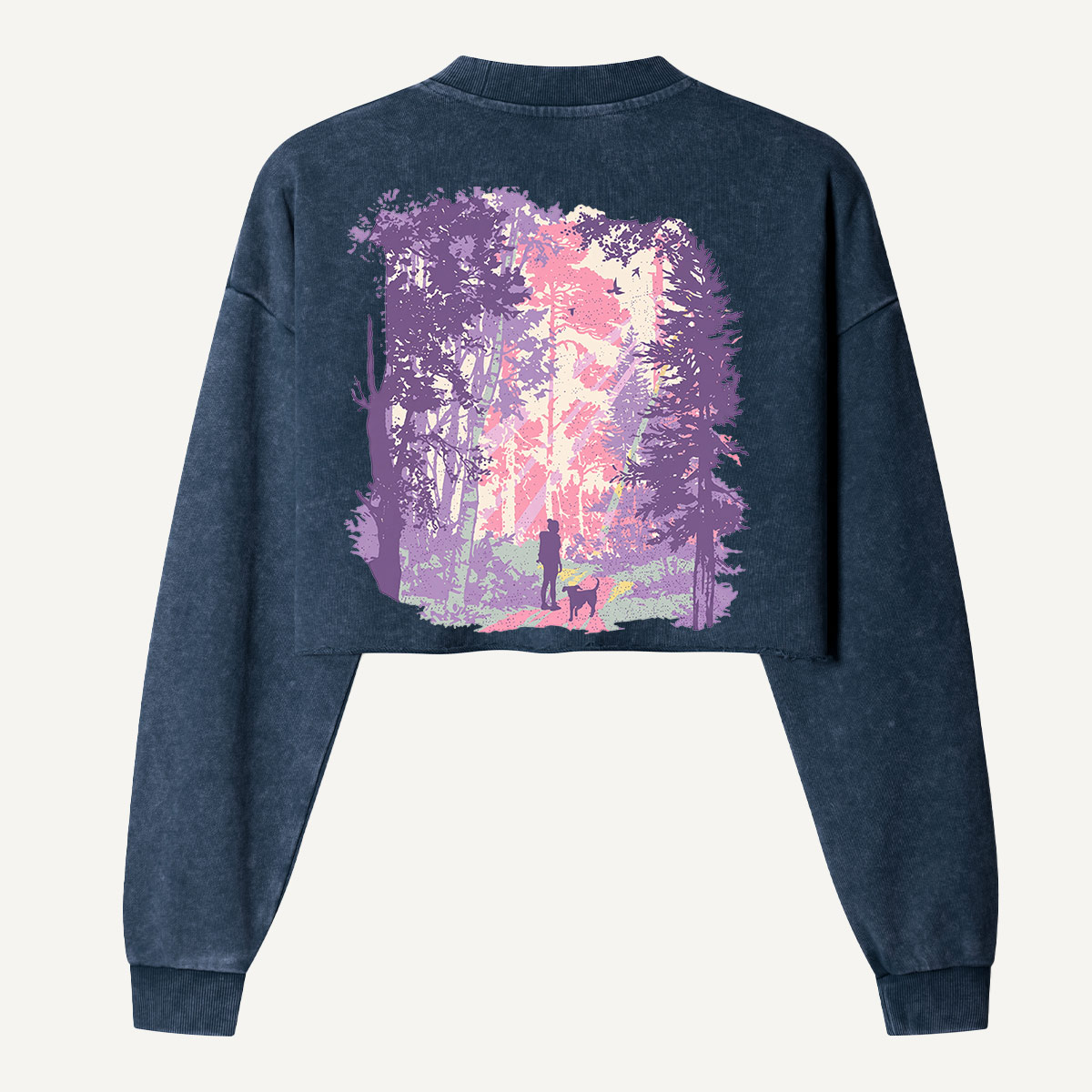Dreamy Pastel Forest Walk Women's Washed Cropped Sweatshirt