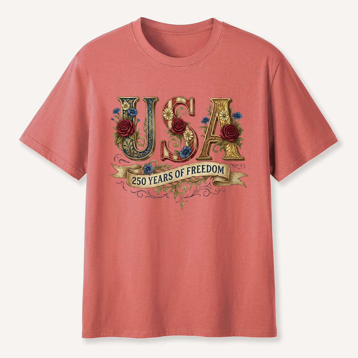 USA 250 Years of Freedom Floral T-Shirt