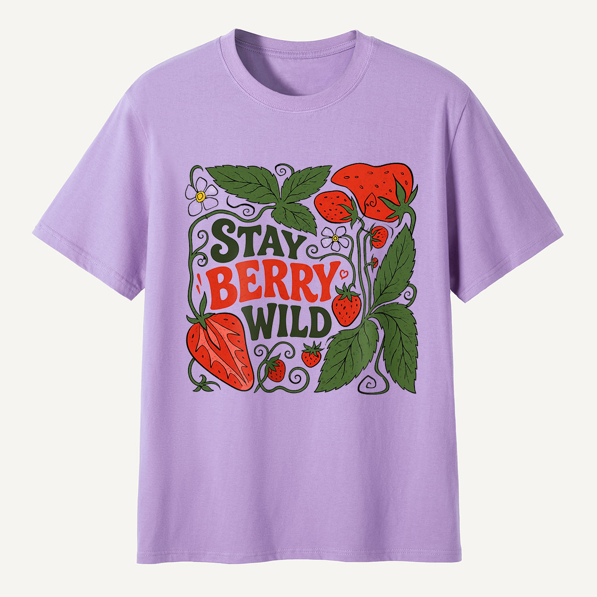 Stay Berry Wild Strawberry Illustration T-Shirt