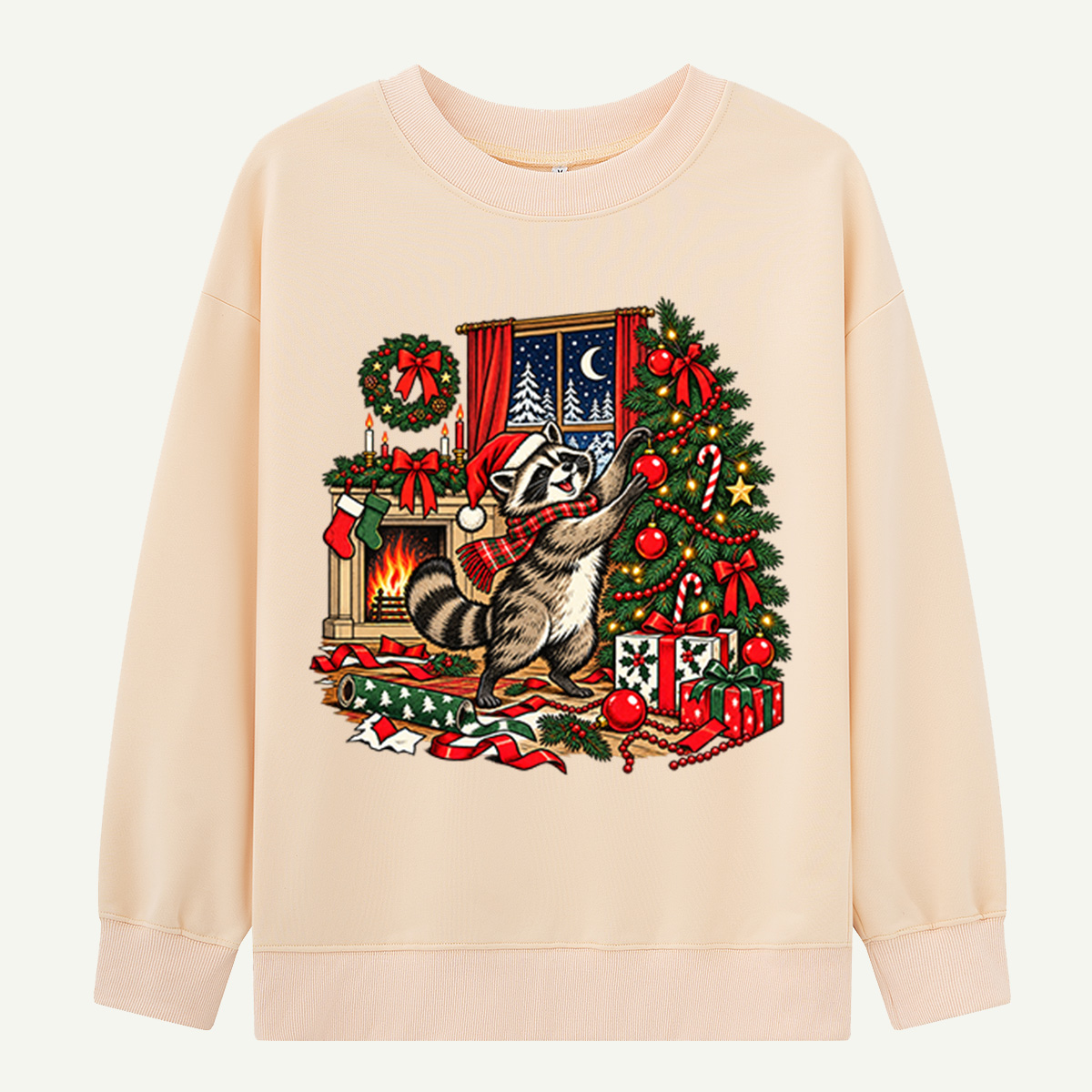 Playful Christmas Raccoon Decorating A Festive Tree Sweatshirts