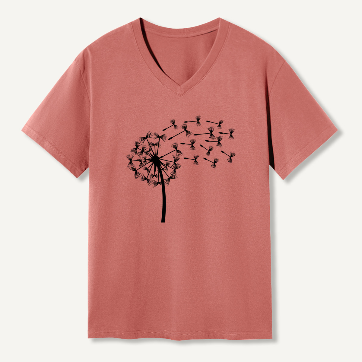 Dandelion Seeds Line Art V-neck T-Shirt