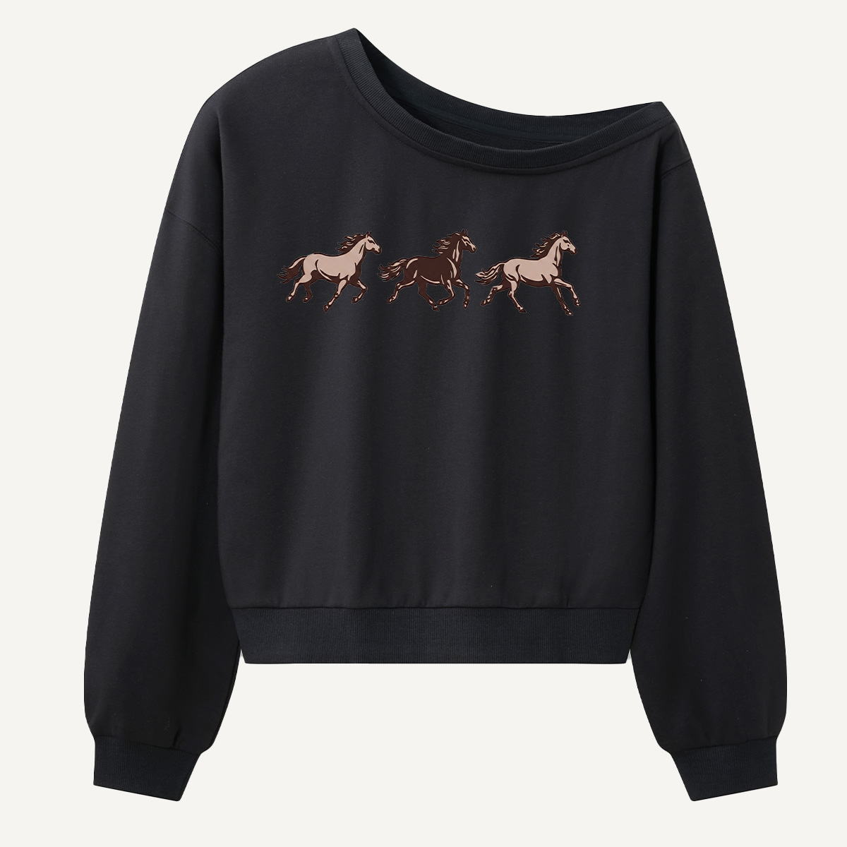 Wild Horses Running Free Women Off Shoulder Sweatshirt