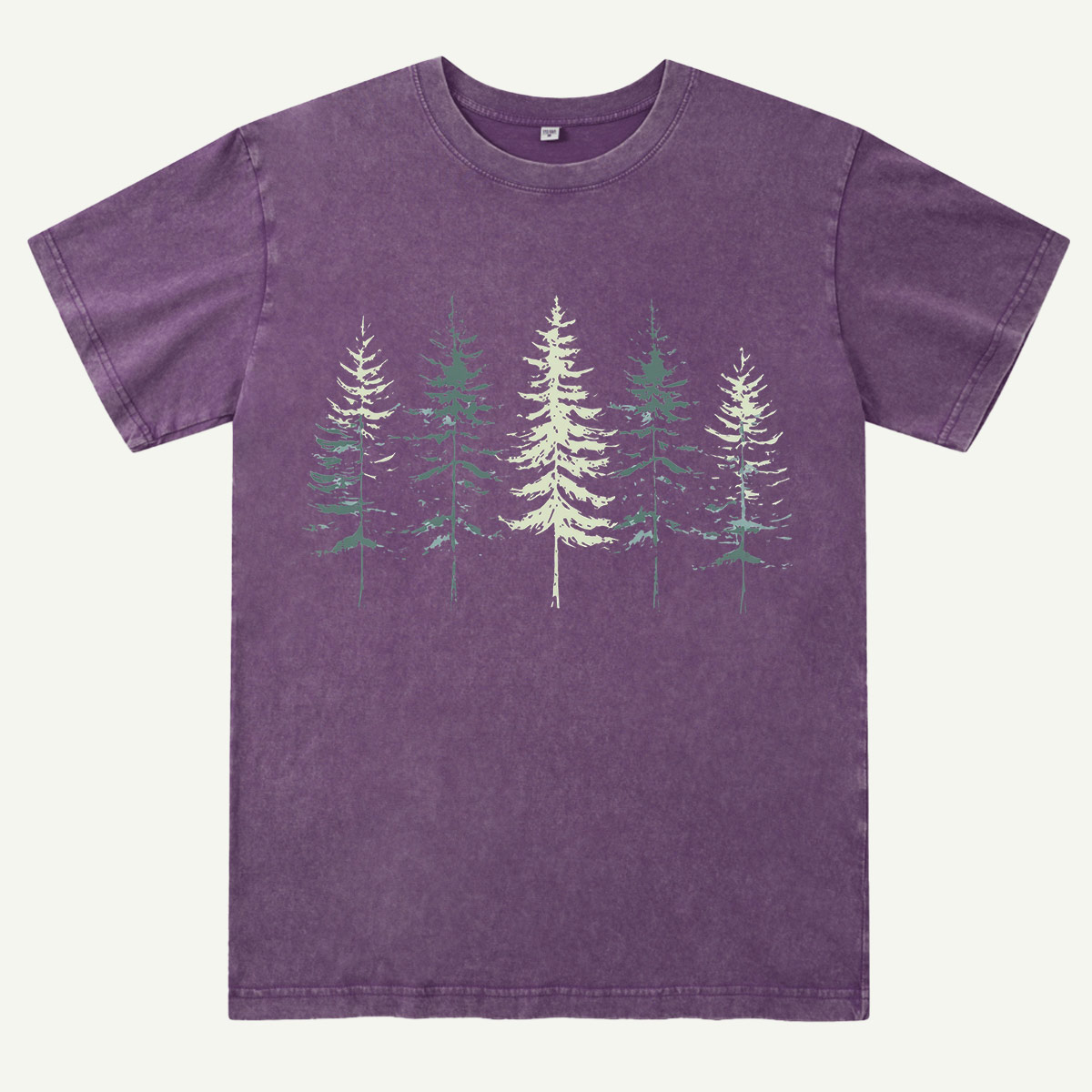 Minimal Pine Forest Silhouette Washed T-Shirt