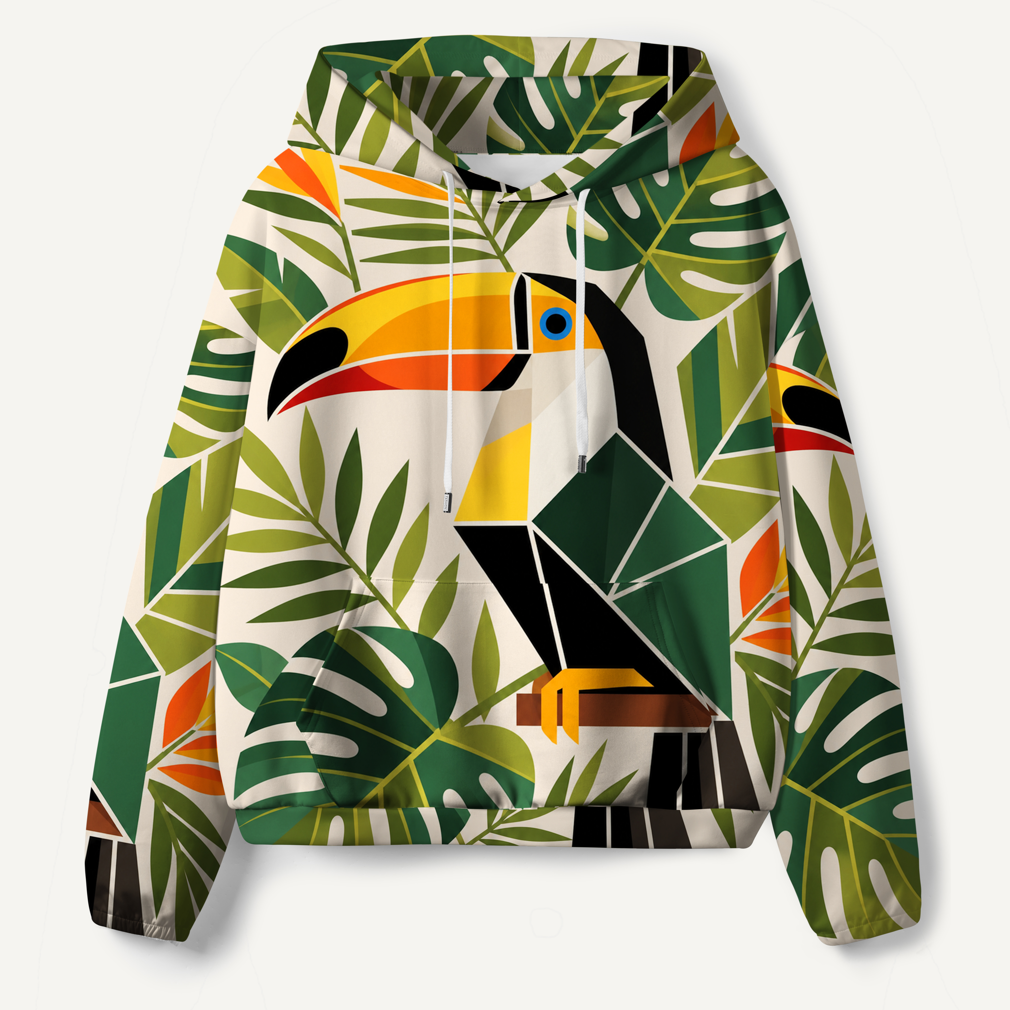 Geometric Toucan Tropical Portrait All-over Printed Hoodie