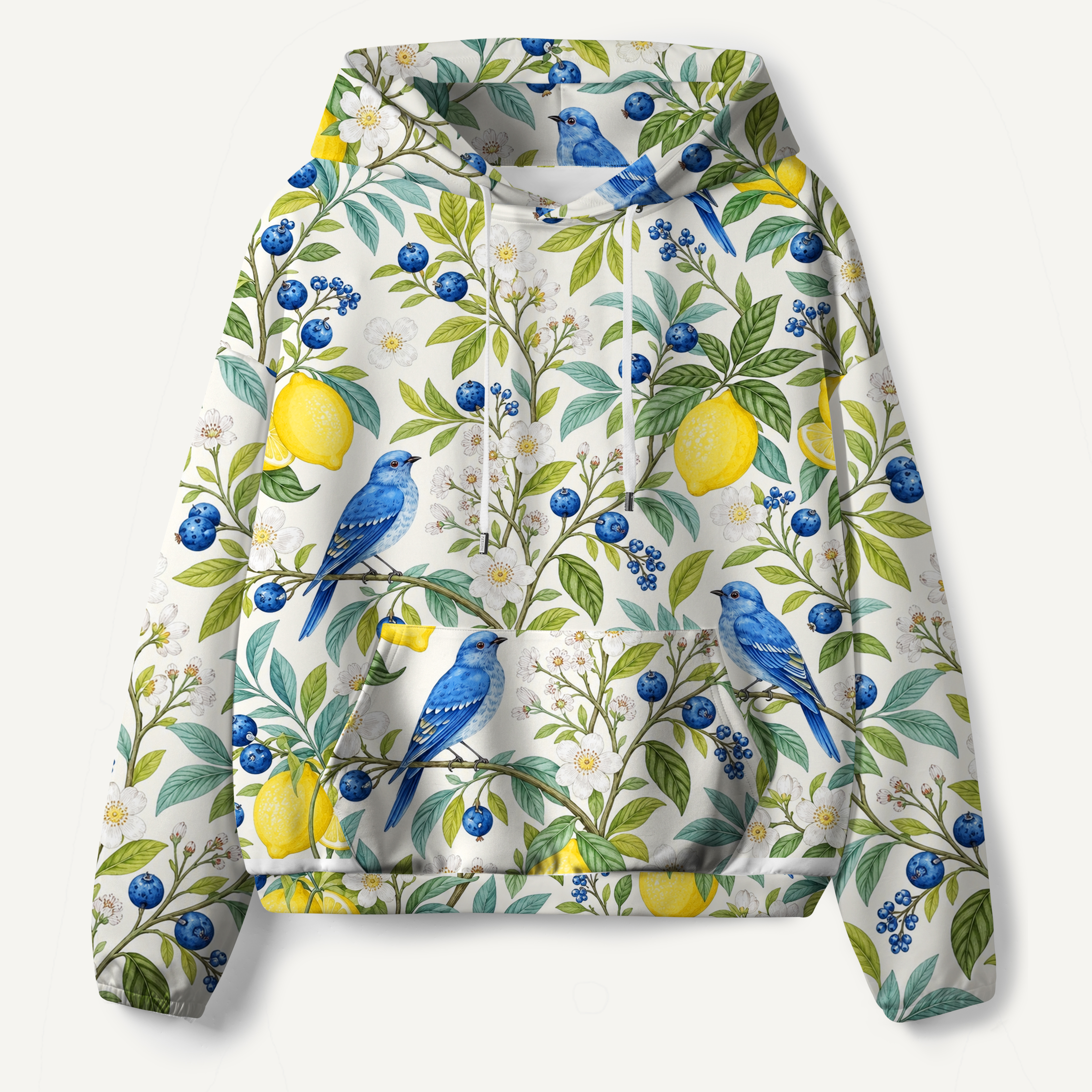 Lemon Grove Blue Bird Garden All-over Printed Hoodie