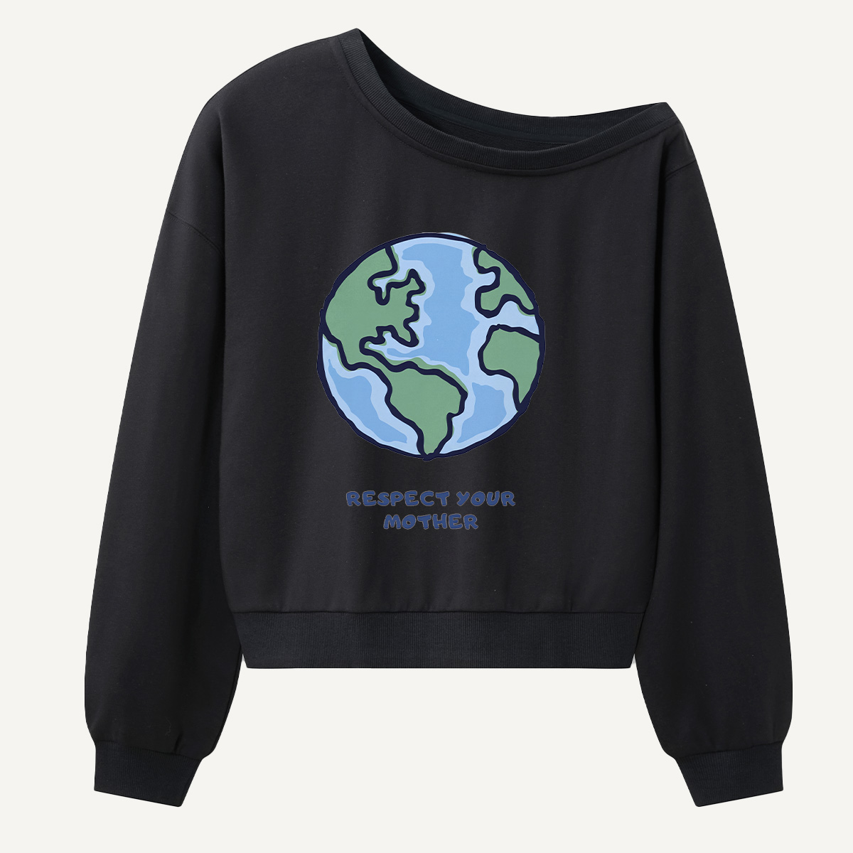 Respect Your Mother Earth Women Off Shoulder Sweatshirt