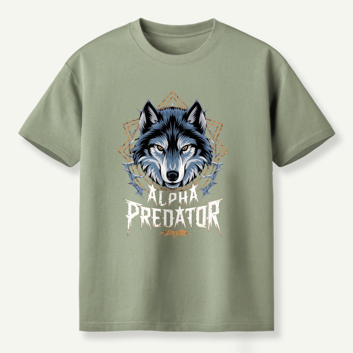 Alpha Predator Wolf Head Geometric Wildlife Emblem T-Shirt
