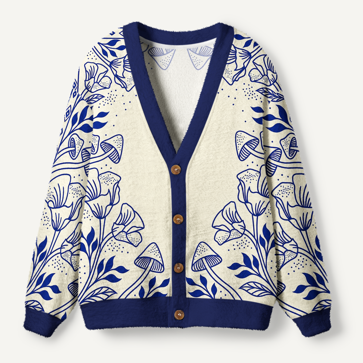 Stay Wild Moon Child Mystical Mushrooms And Flowers Ugly Cardigan Sweaters