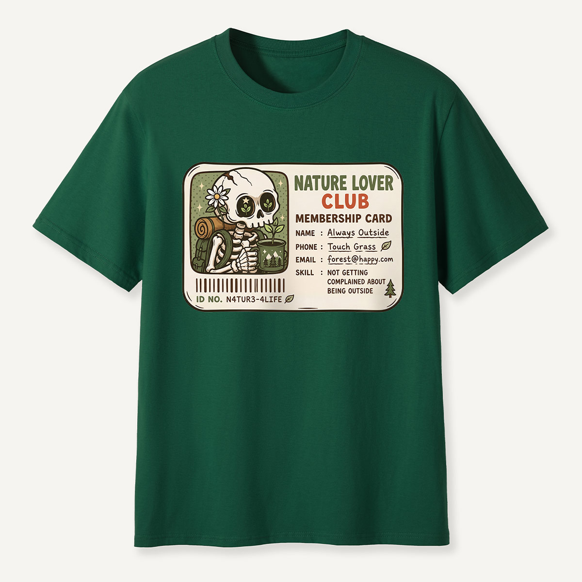 Nature Lover Club Skeleton Membership Card T-Shirt
