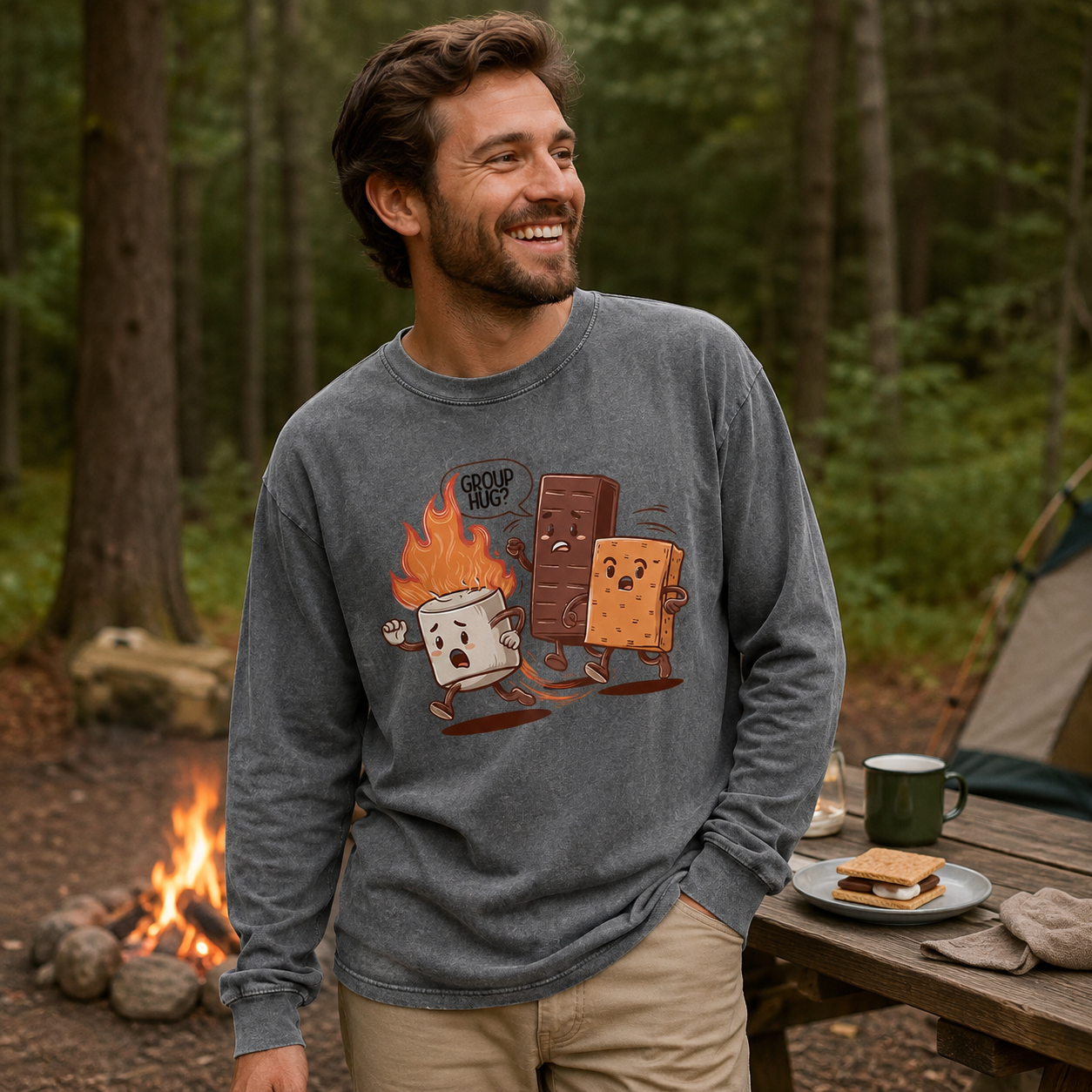Group Hug Smores on the Run Washed Long Sleeves