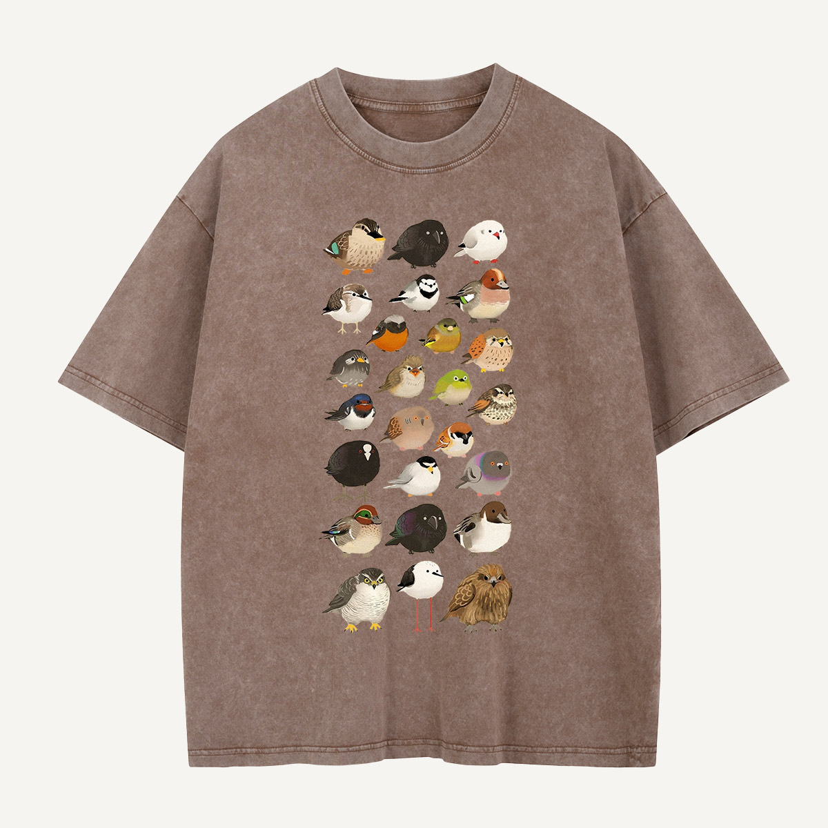 Bird Species Illustration Washed T-Shirt