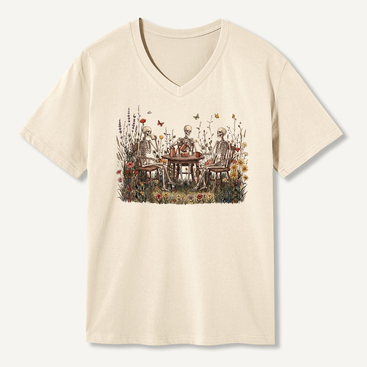 Woodland Garden Tea Party V-neck T-Shirt