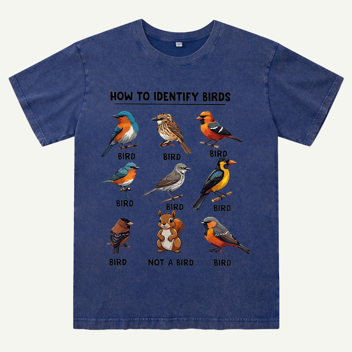 Funny Bird How to Identify Birds Washed T-Shirt