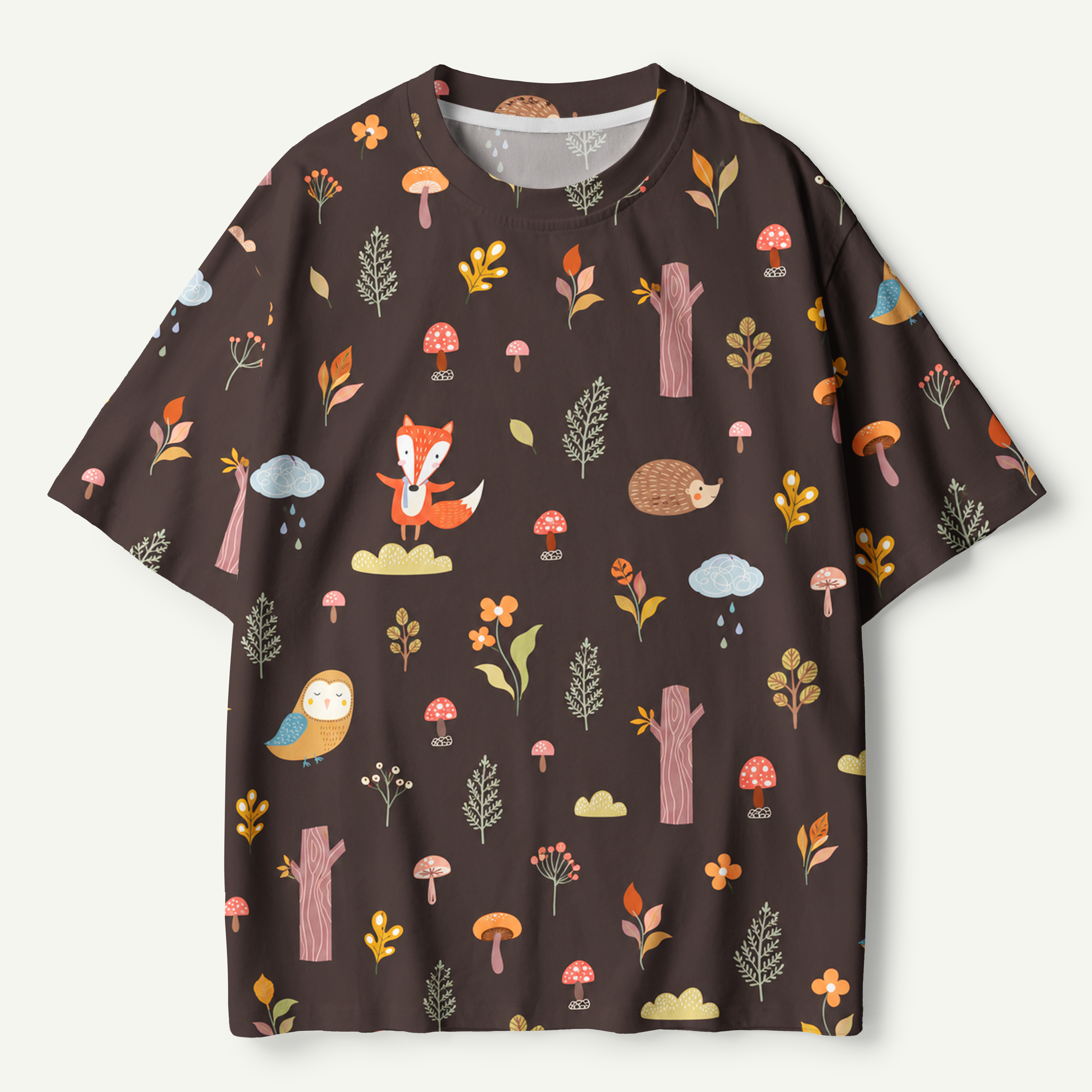 Fox Owl Hedgehog Woodland Cute Repeat Premium Pure Cotton Tee