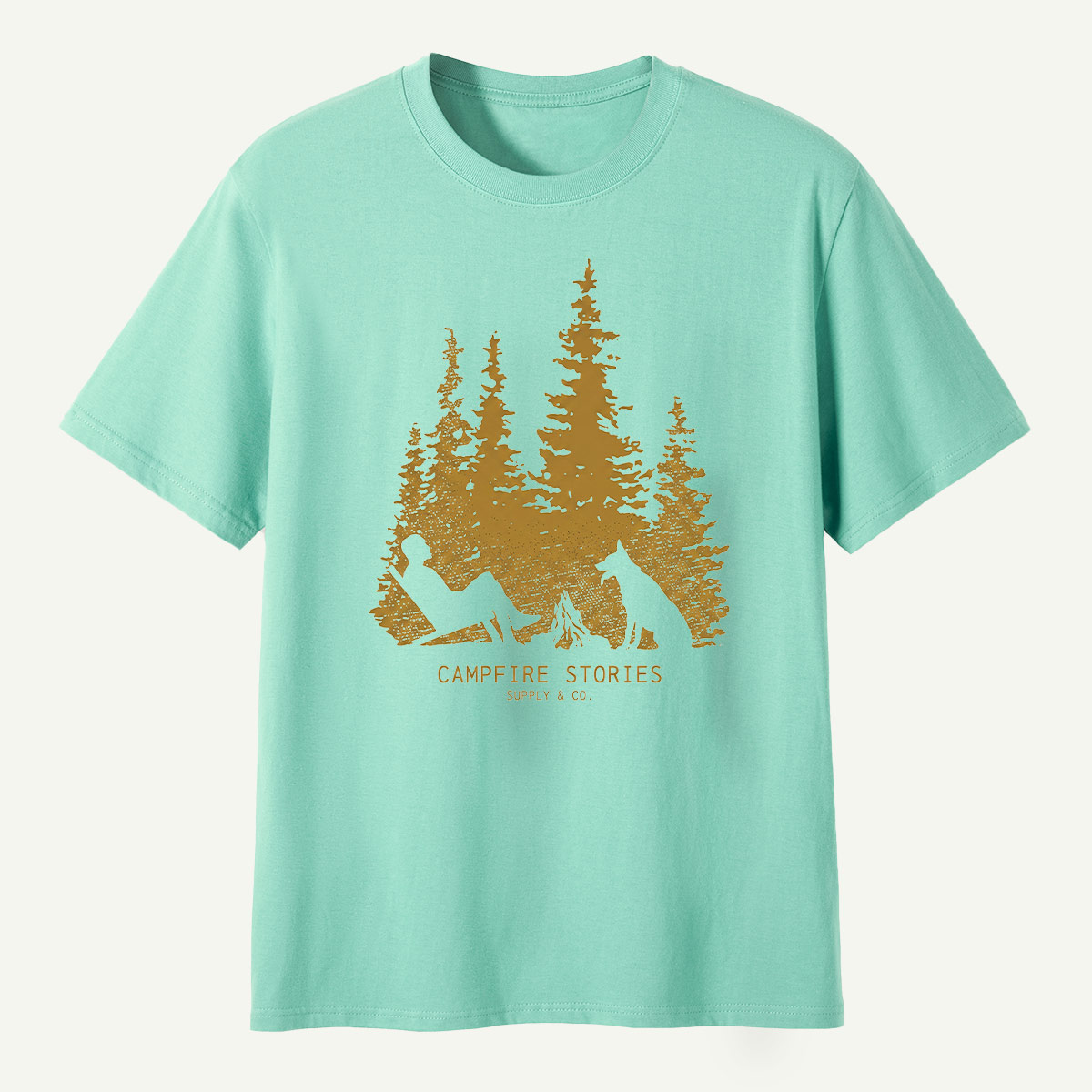 Golden Pine Forest Campfire Escape T-Shirt