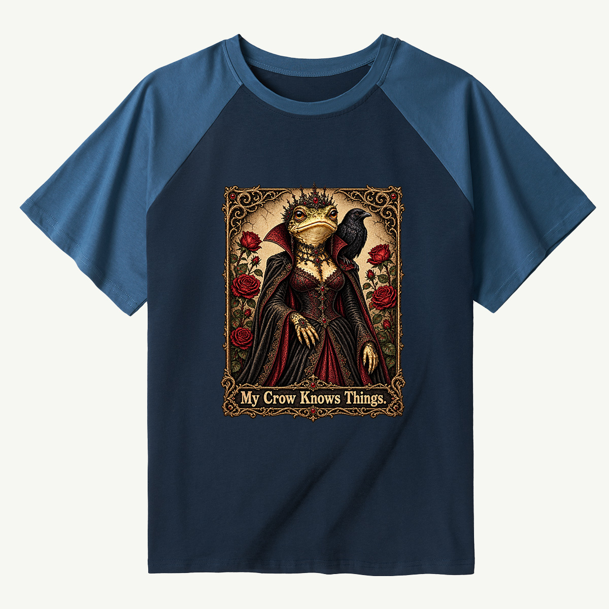 My Crow Knows Things Gothic Frog Witch Raglan T-Shirt