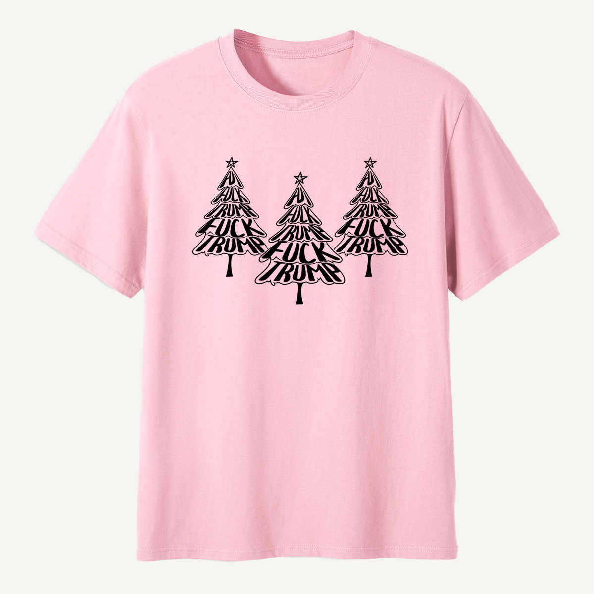 Fuck Trump Christmas Tree Typography T-Shirt