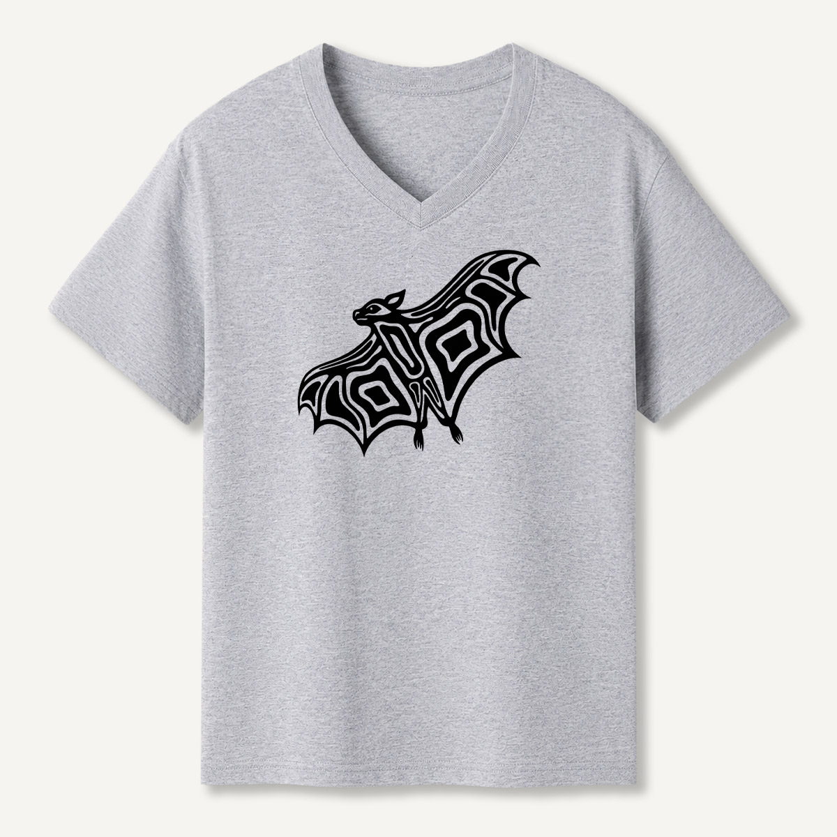 Line Art Bat Silhouette V-neck T-Shirt