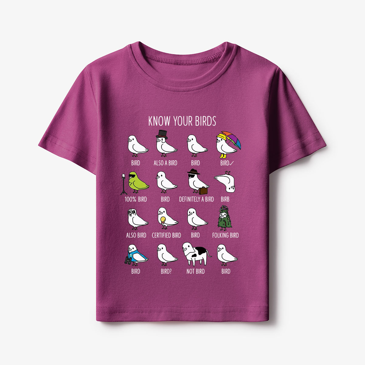 Know Your Birds Bird Chart Kids T-Shirt