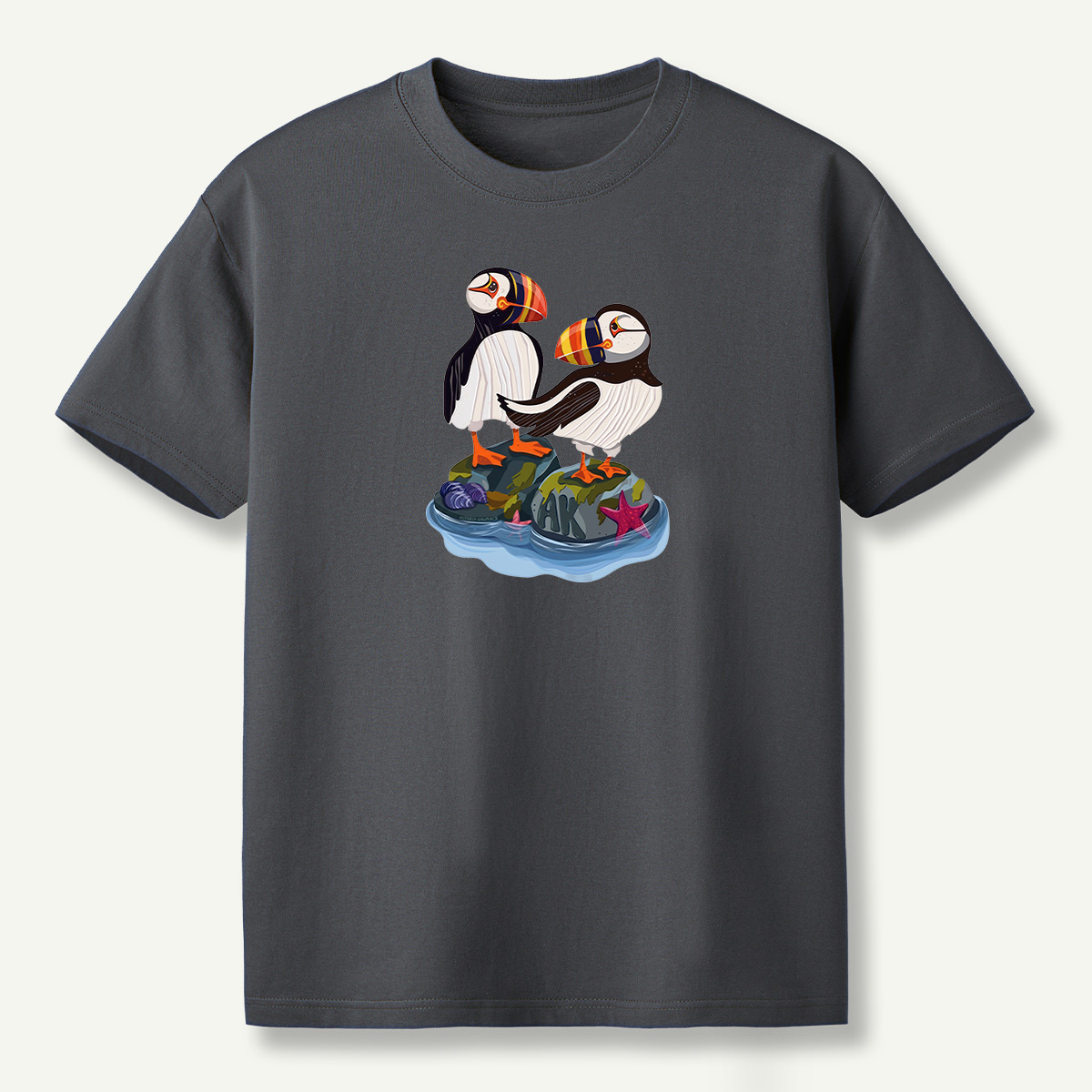 Alaska Puffin Pair Rocky Coast Marine Wildlife T-Shirt