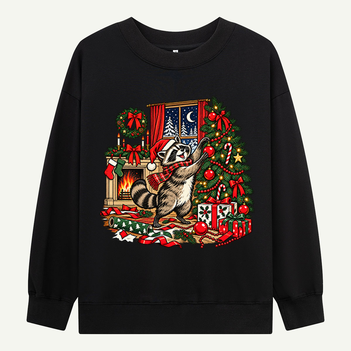 Playful Christmas Raccoon Decorating A Festive Tree Sweatshirts