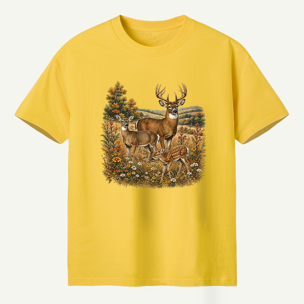 Autumn Deer Family Meadow Scene T-Shirt