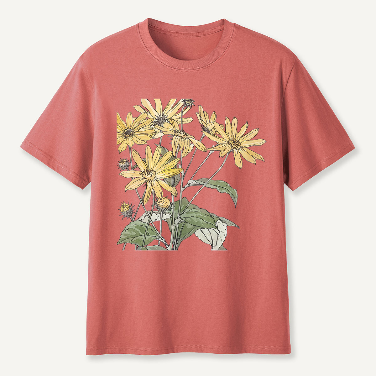 Yellow Wildflowers Botanical Illustration T-Shirt
