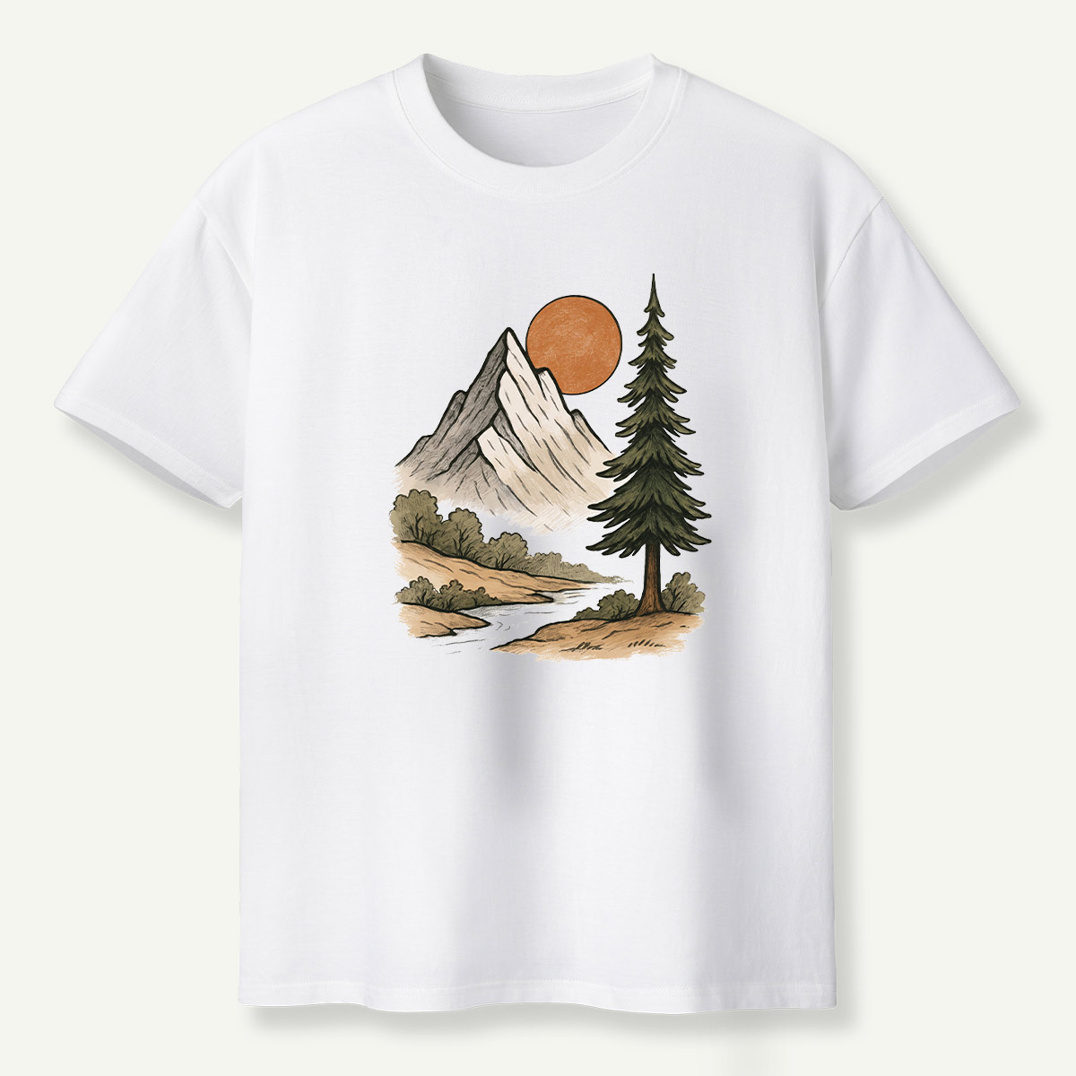 Mountain Sunset Pine River Landscape T-Shirt