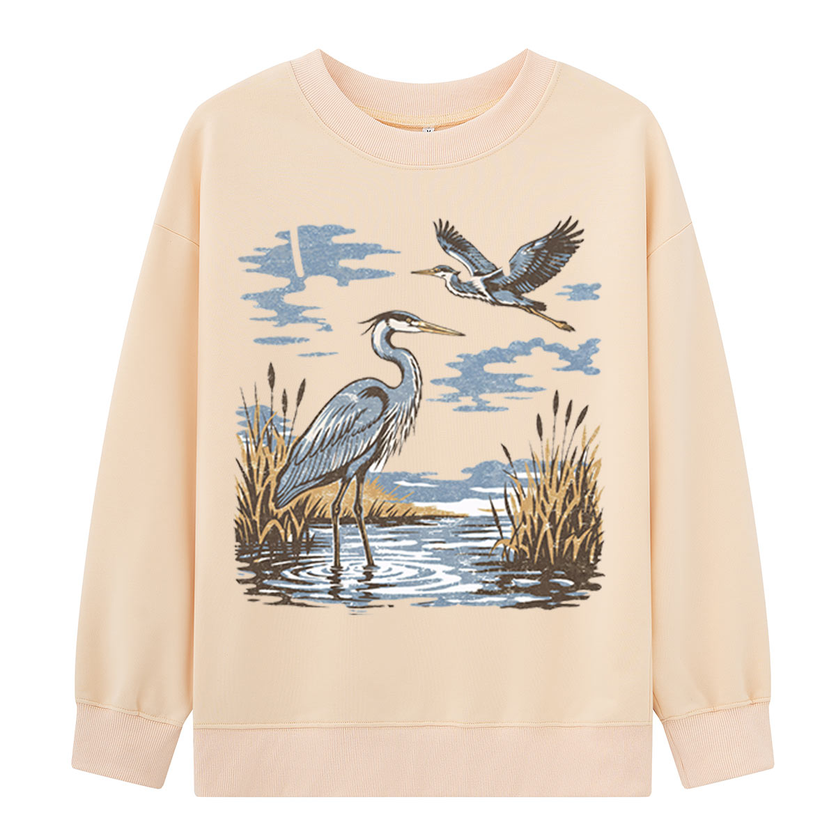 Vintage Heron Wetland Bird Nature Sweatshirts