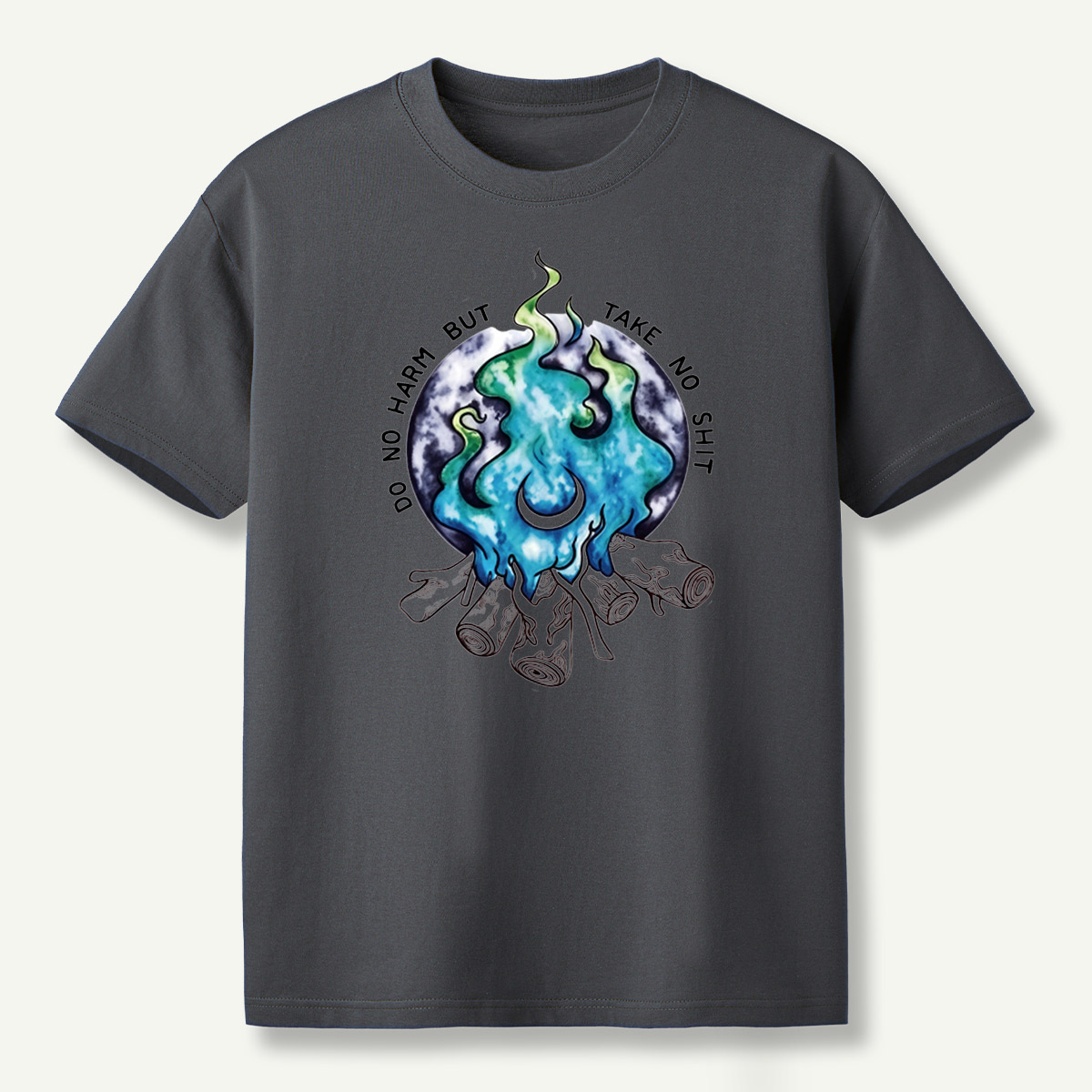 Do No Harm But Take No Shit Moon Flame Campfire T-Shirt