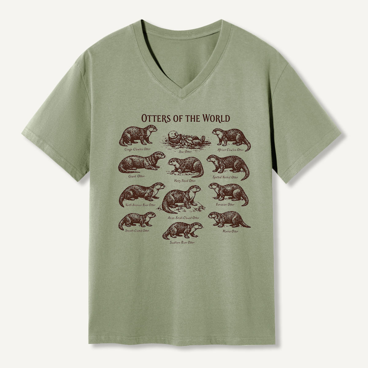 Otters Of The World Wildlife Guide V-neck T-Shirt