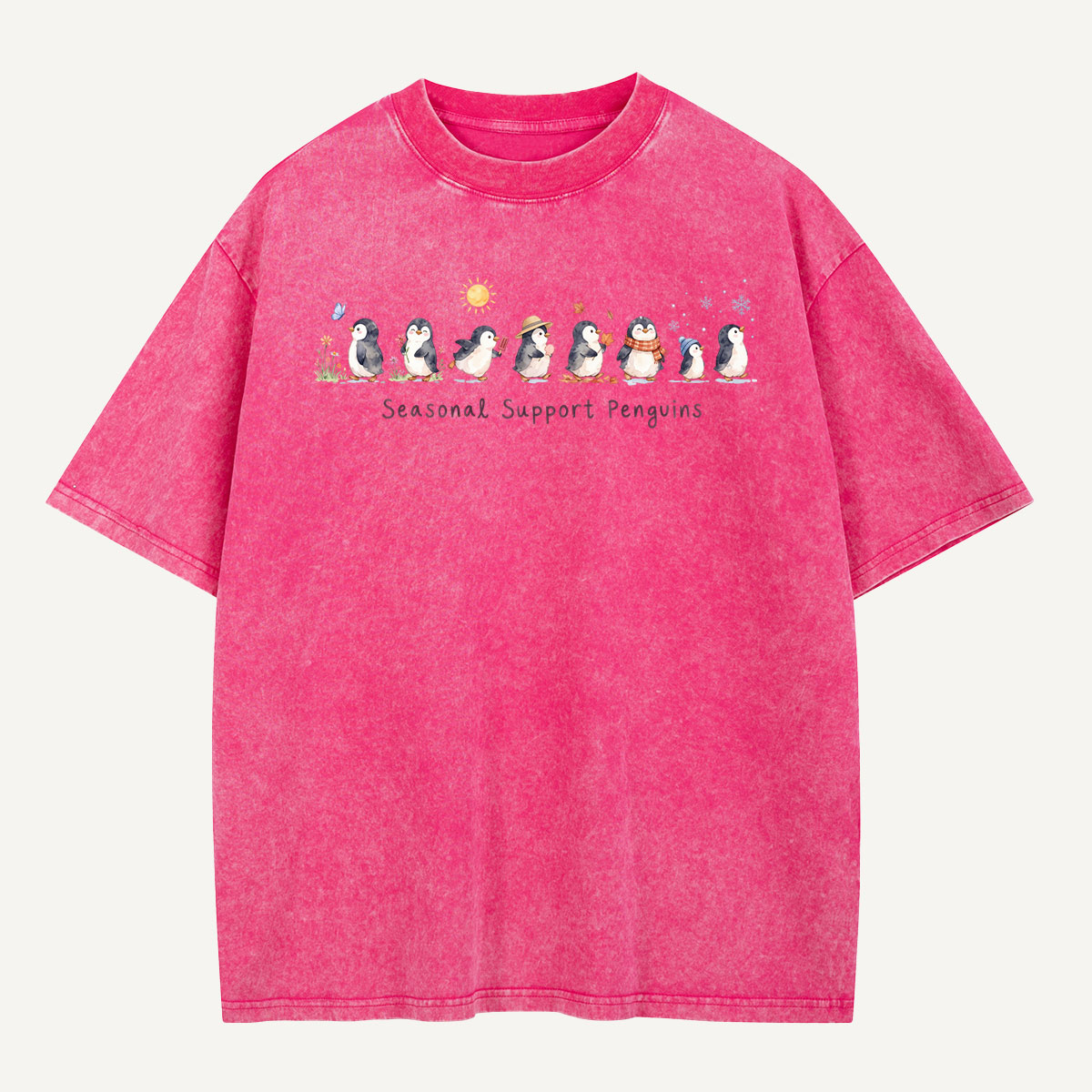 Peace Love Penguins Hand Signs Washed T-Shirt