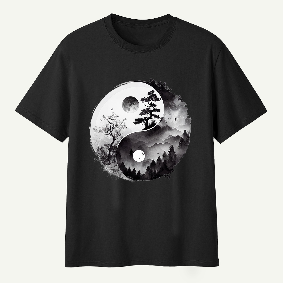 Yin Yang Mountain Forest Balance T-Shirt