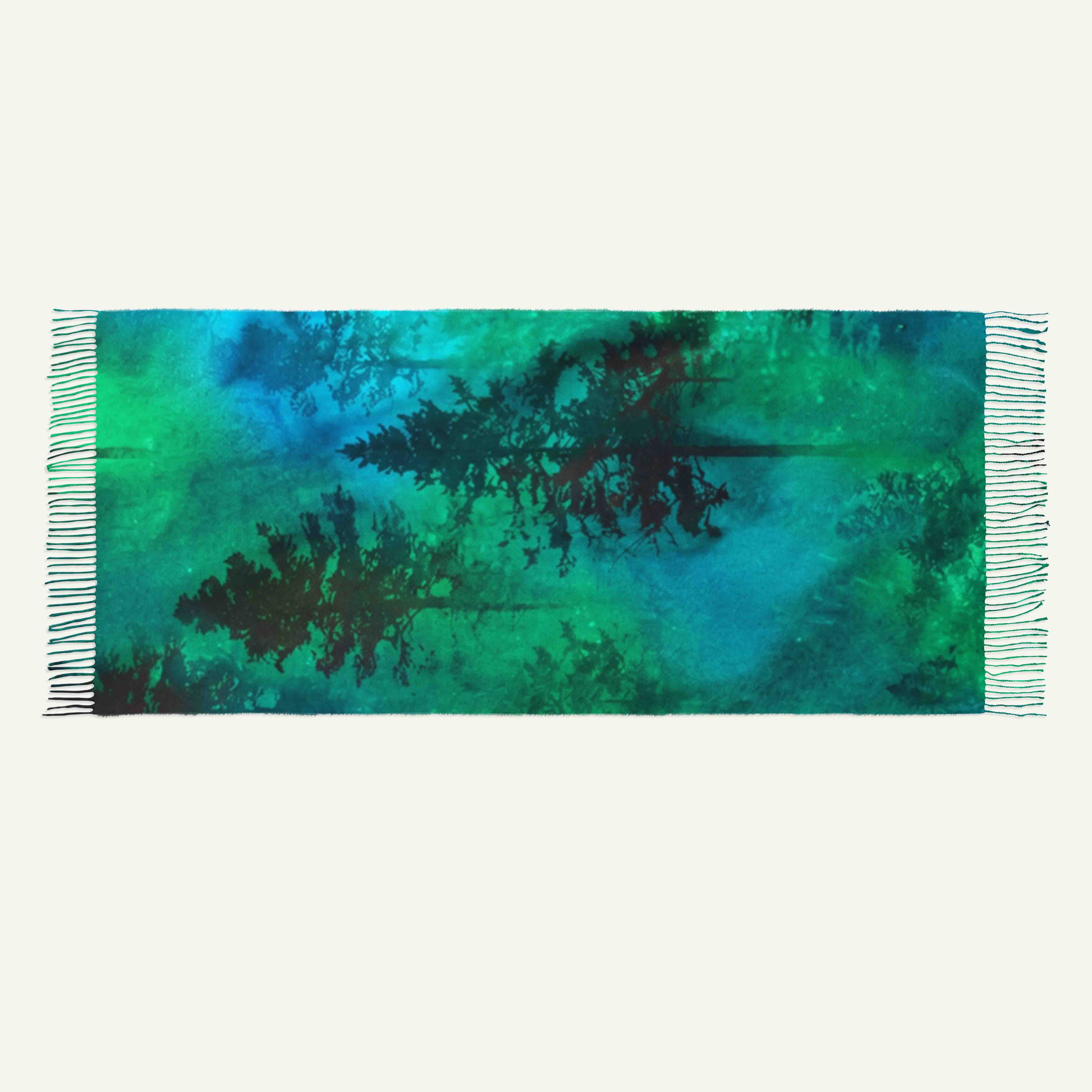 Nature Glowing Forest Tree Long Cashmere Scarf with Tassels