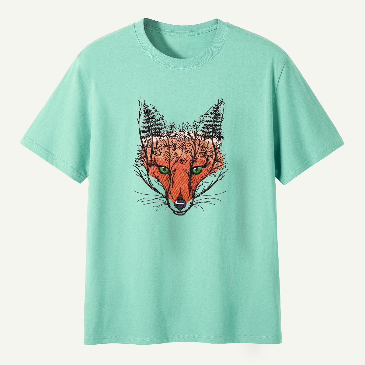 Fox Spirit Forest Portrait T-Shirt