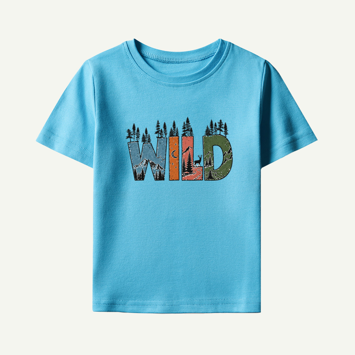 Wild Forest Landscape Lettering Kids T-Shirt