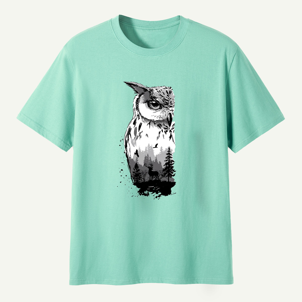 Woodland Owl Ink Portrait T-Shirt