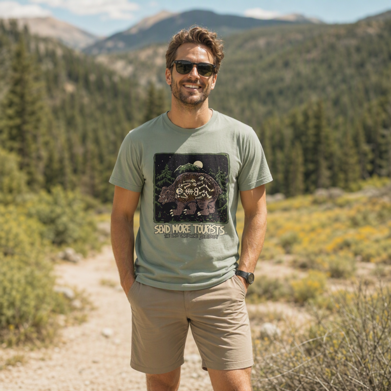 Send More Tourists Bear Skeleton T-Shirt