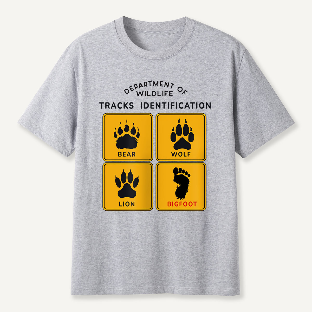 Department of Wildlife Tracks Identification Bear Wolf Lion Cryptids T-Shirt