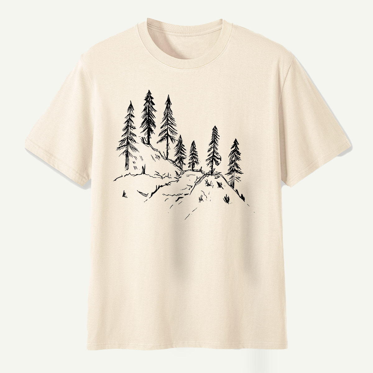 Pine Forest Ridge Line Art T-Shirt