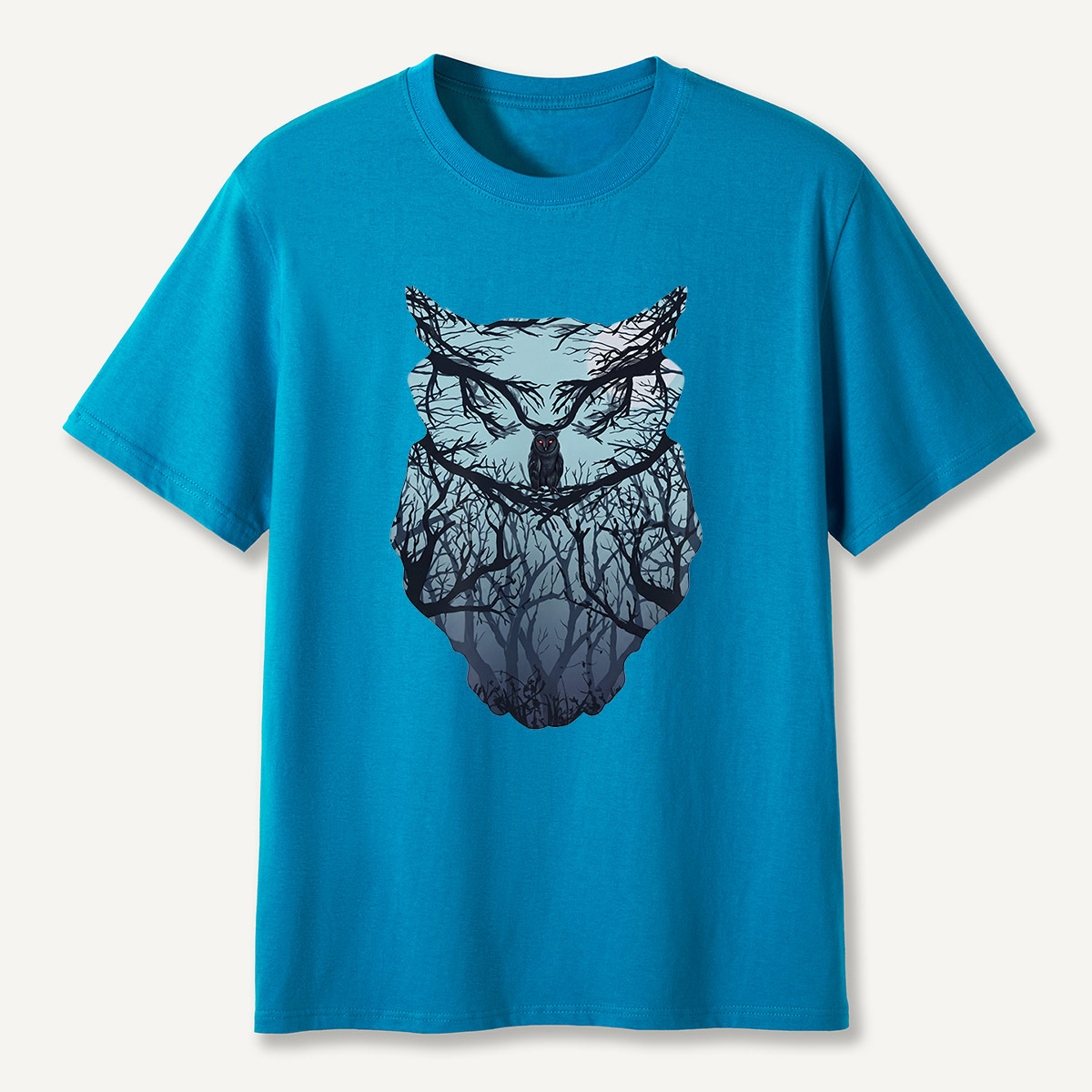 Midnight Forest Owl Double Exposure T-Shirt