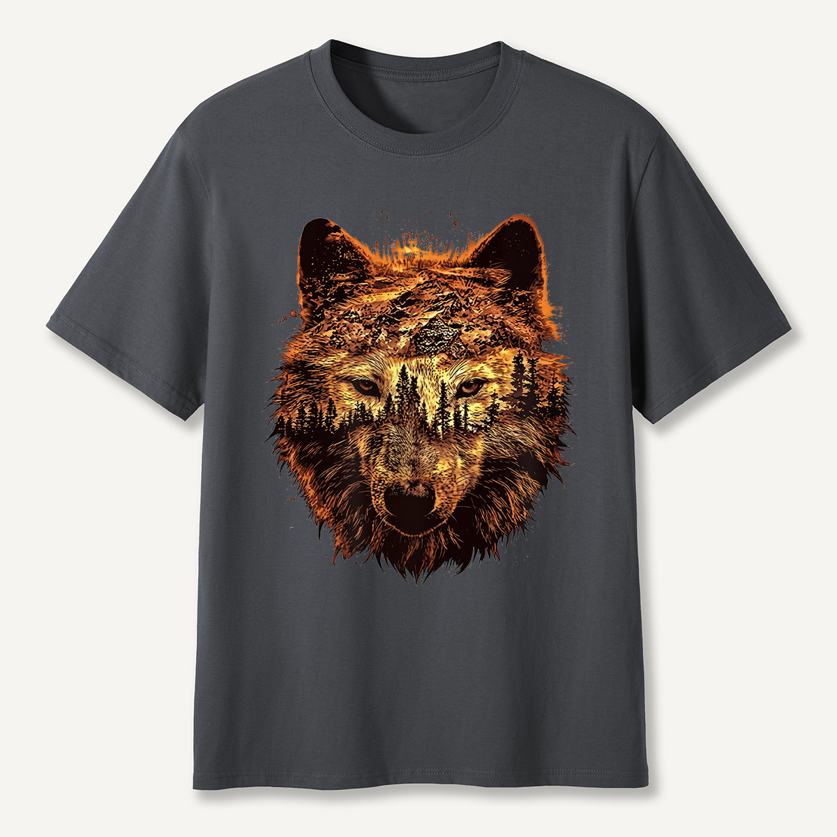Double Exposure Wolf Forest T-Shirt