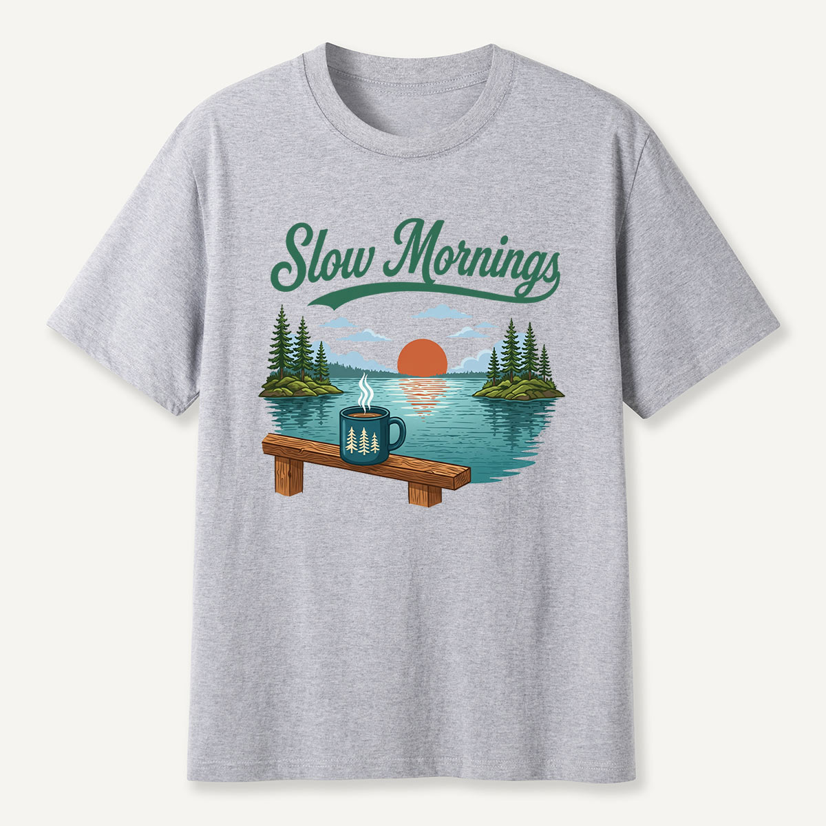 Slow Mornings Lake Coffee T-Shirt