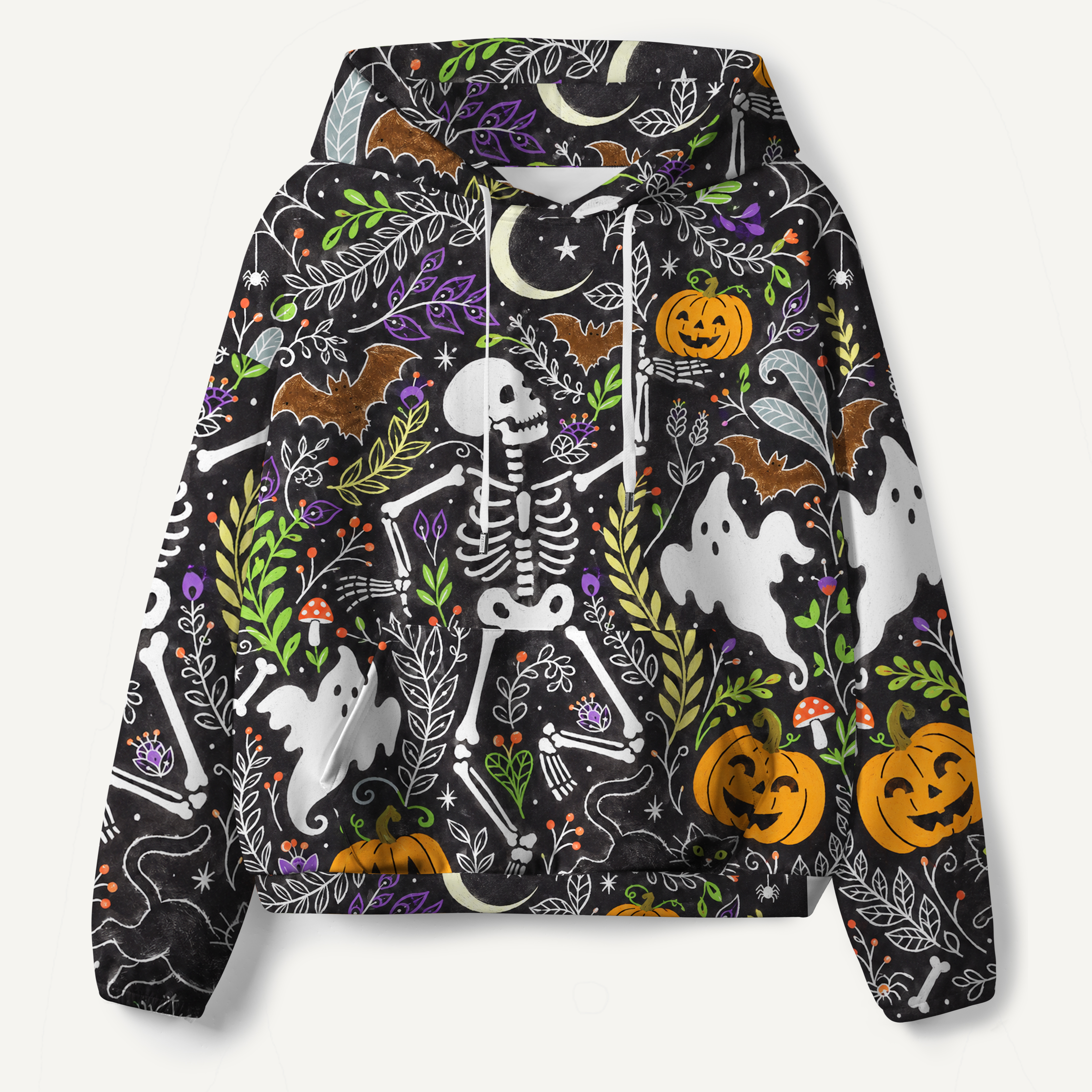 Spooky Skeleton Ghost Garden All-over Printed Hoodie