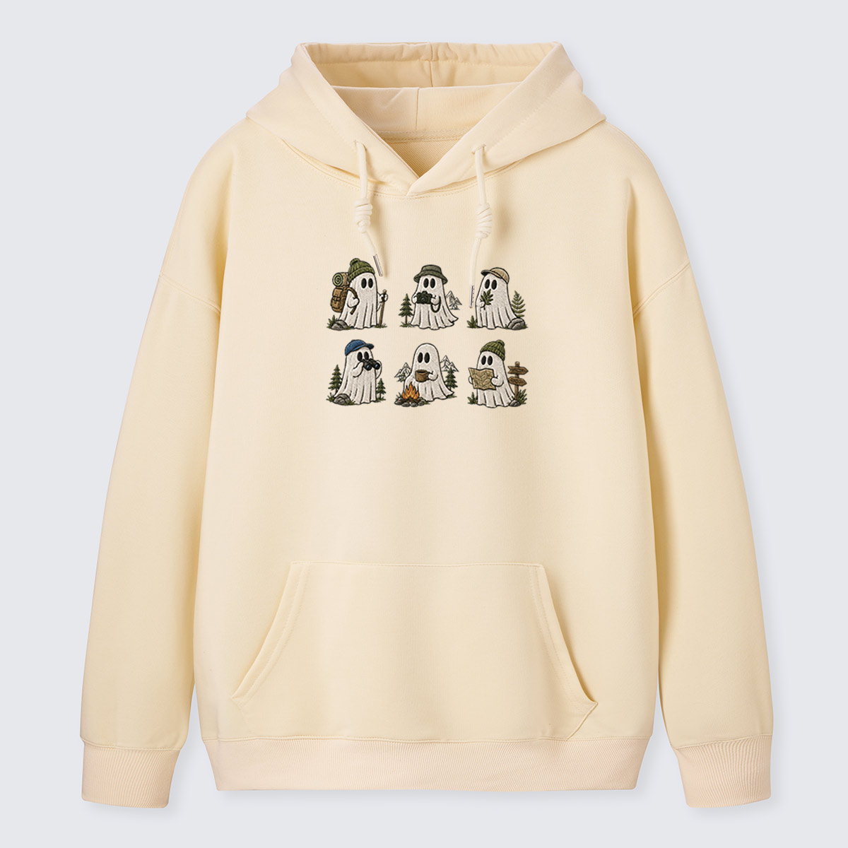 Costumed Ghosts Embroidered Cotton Hoodie