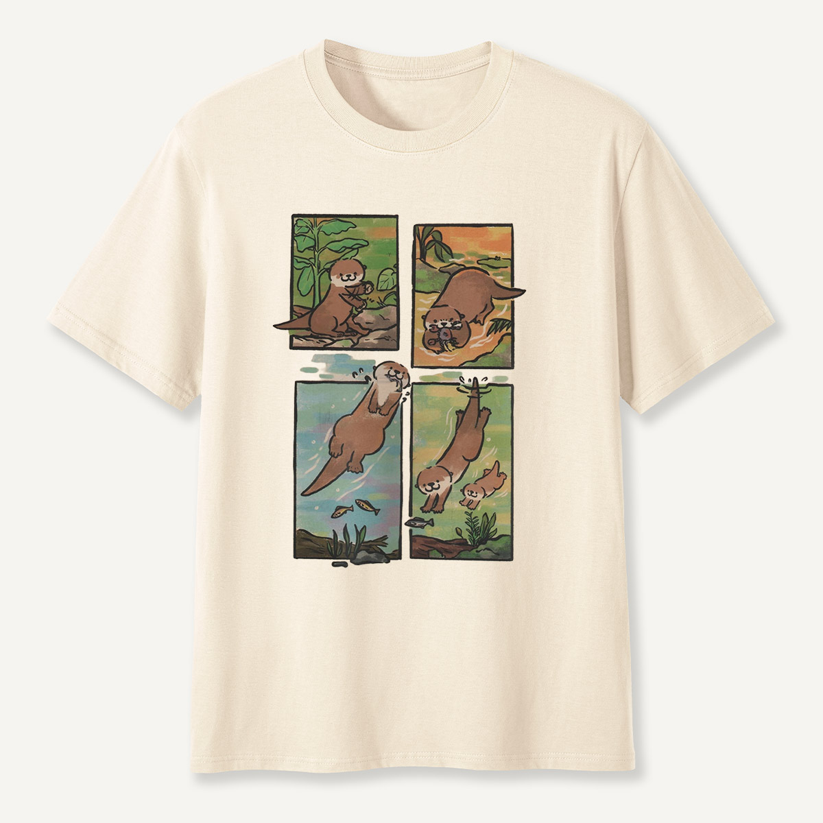 Otter Adventures Four Panel Comic T-Shirt
