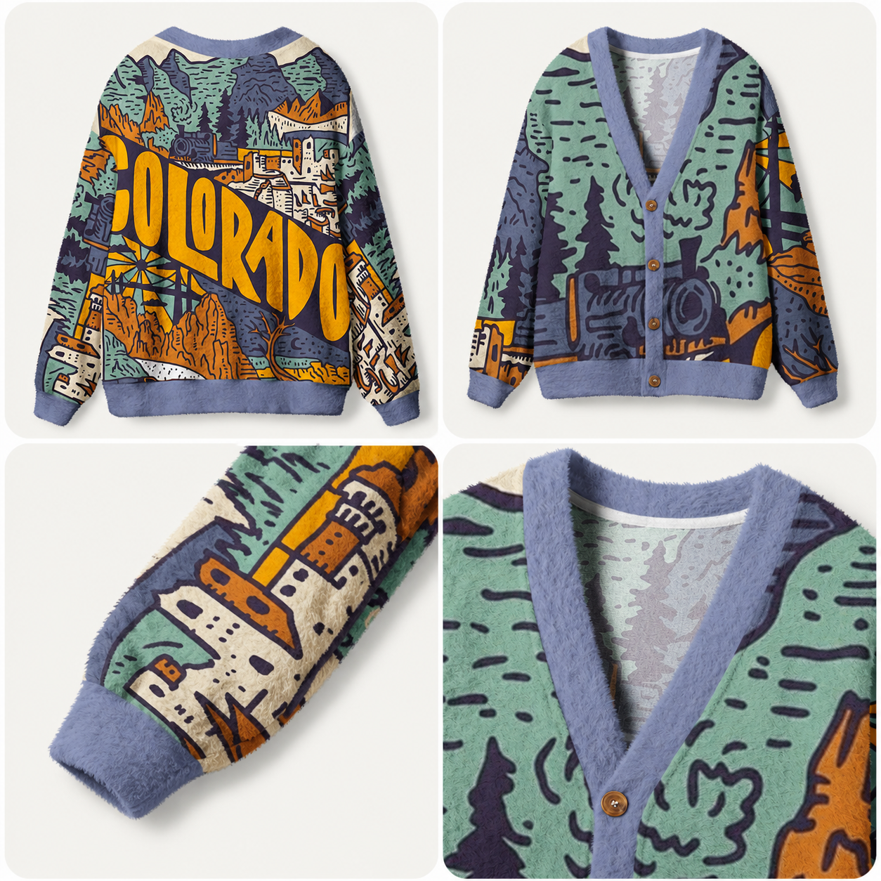 All Aboard Through the Pines Ugly Cardigan Sweaters