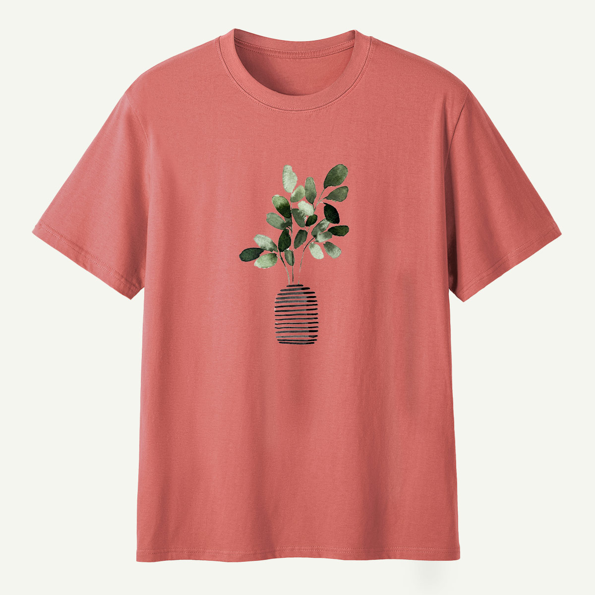 Botanical Leaves In Striped Vase T-Shirt